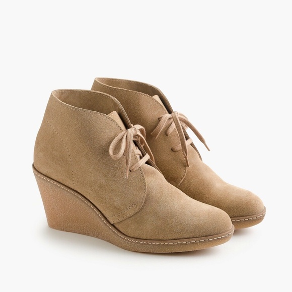 J. Crew Shoes - New JCREW Size 12 Flax Suede MacAlister Wedge Boots in Flax